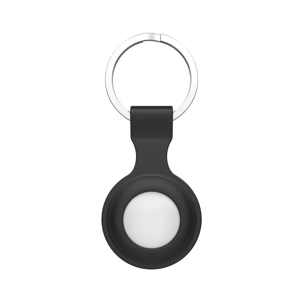 Silicone Protective Cover Carry Case with Anti-lost Keyring for Apple Airtags Bluetooth-compatible Wireless Tracker - Black - 1