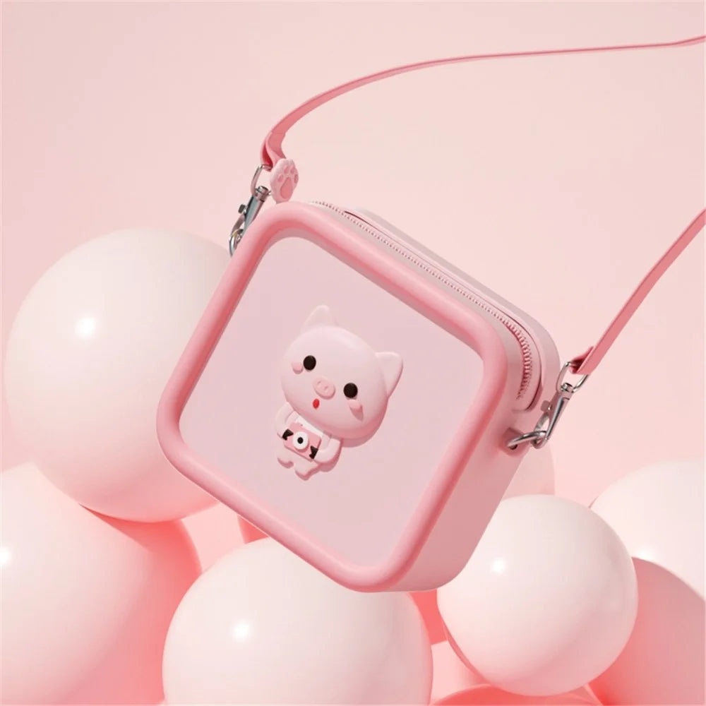 C5 Touch Control 3'' Screen Kids Camera WiFi 48MP Children Camera Toy Girl Boy Birthday Christmas Gift with Carrying Bag - Pig - 5