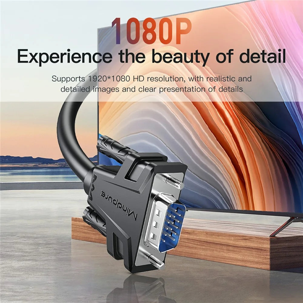 MINDPURE VG002 12m VGA 3+6 1080P HD Video Cable for Laptops Monitors Projectors - 3