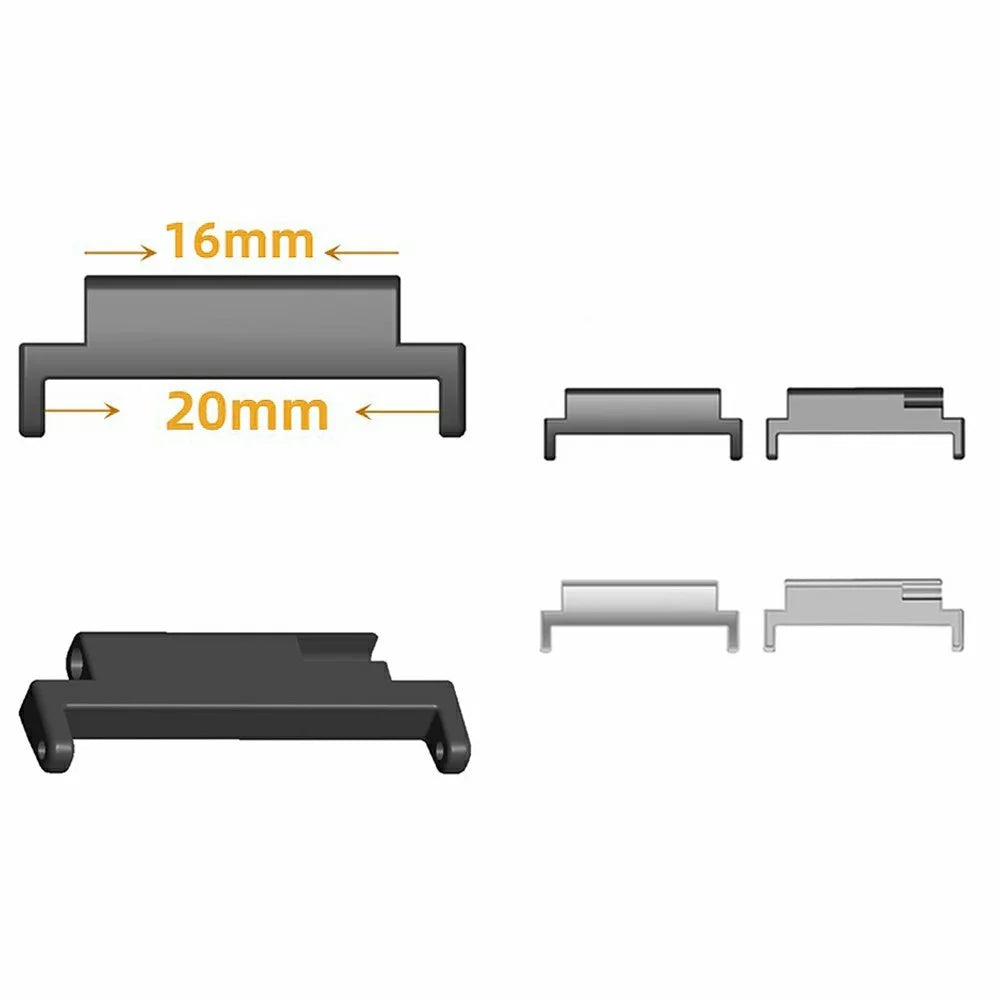 1Pair Watch Band Connector for Tiffany / Casio Kids Watch 16mm Convert to 20mm Wrist Strap Metal Adapter - Black - 4