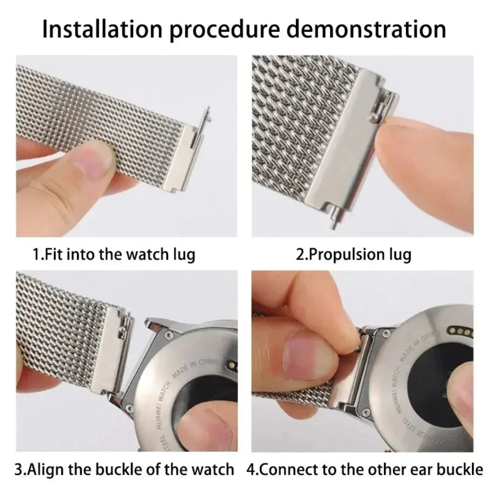 23mm 1 Pair Stainless Steel Watch Spring Bars + 1 Pair Quick Release Straight Pin Set Watch Band Connector - Silver - 7