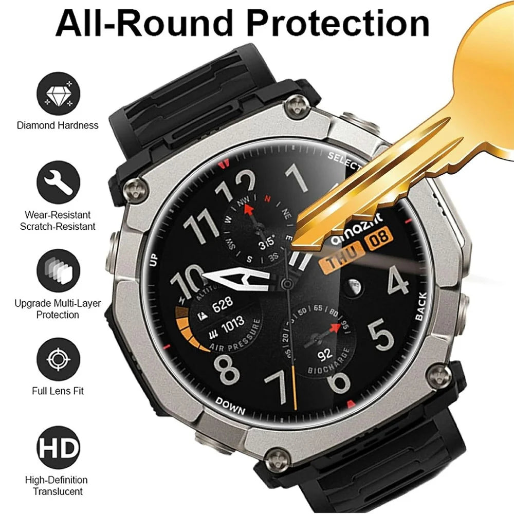 3Pcs For Huami Amazfit T-Rex Ultra 2 Tempered Glass Screen Protector HD Clear Watch Screen Film - Transparent - 3