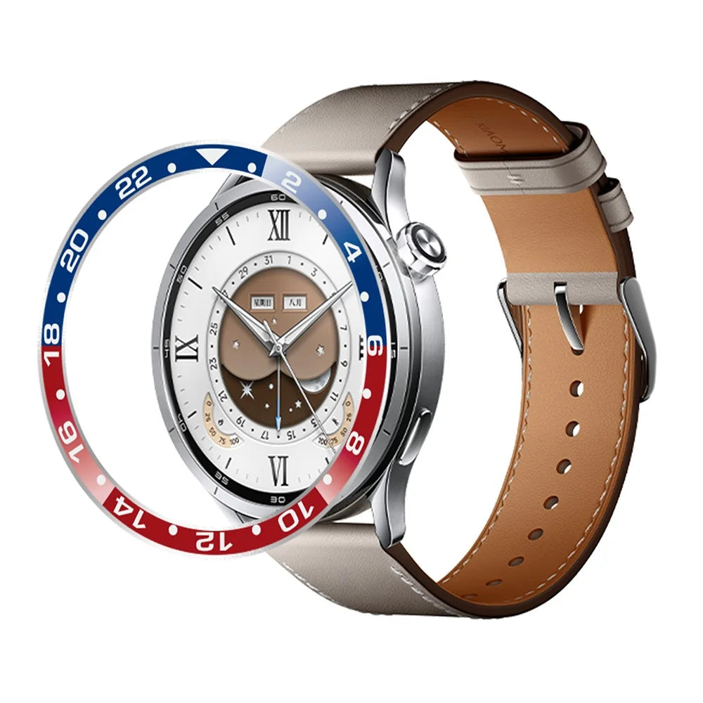 Bezel Ring for Xiaomi Watch S5 / S4 / S3 Aluminum Alloy Dual Color Protective Cover Ring - Blue+Red / White Characters - 1