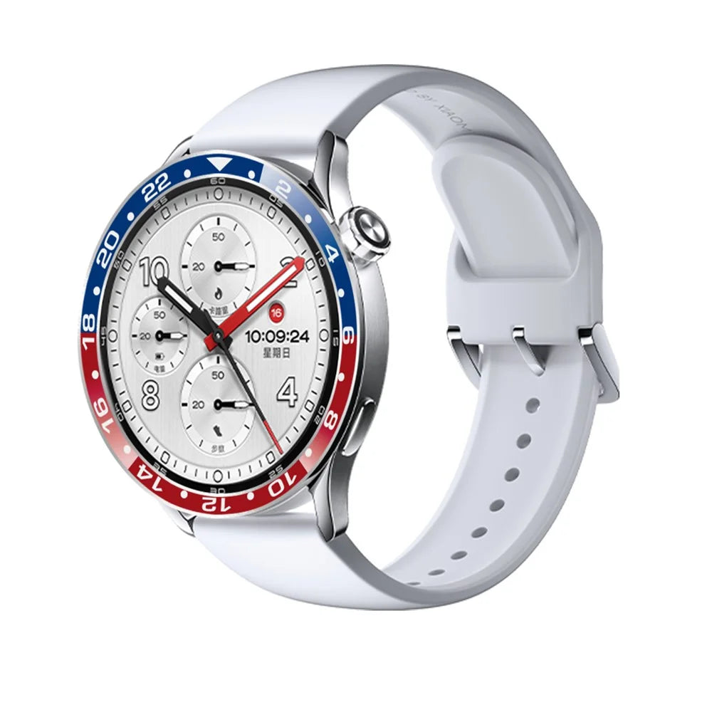 Bezel Ring for Xiaomi Watch S5 / S4 / S3 Aluminum Alloy Dual Color Protective Cover Ring - Blue+Red / White Characters - 3