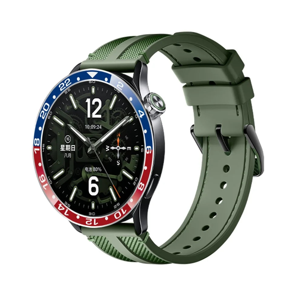 Bezel Ring for Xiaomi Watch S5 / S4 / S3 Aluminum Alloy Dual Color Protective Cover Ring - Blue+Red / White Characters - 4