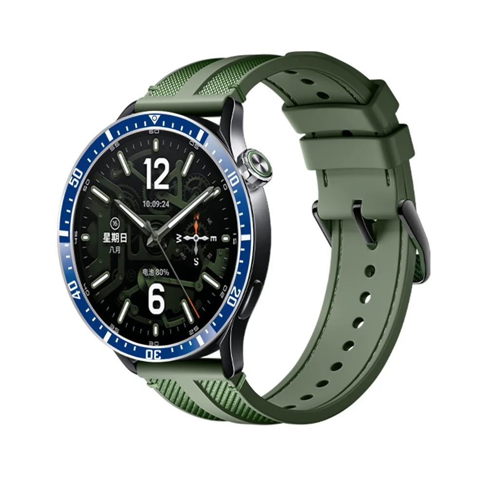 Bezel Ring for Xiaomi Watch S5 / S4 / S3 Anti Scratch Aluminum Alloy Adhesive Cover - Blue / White Characters - 4