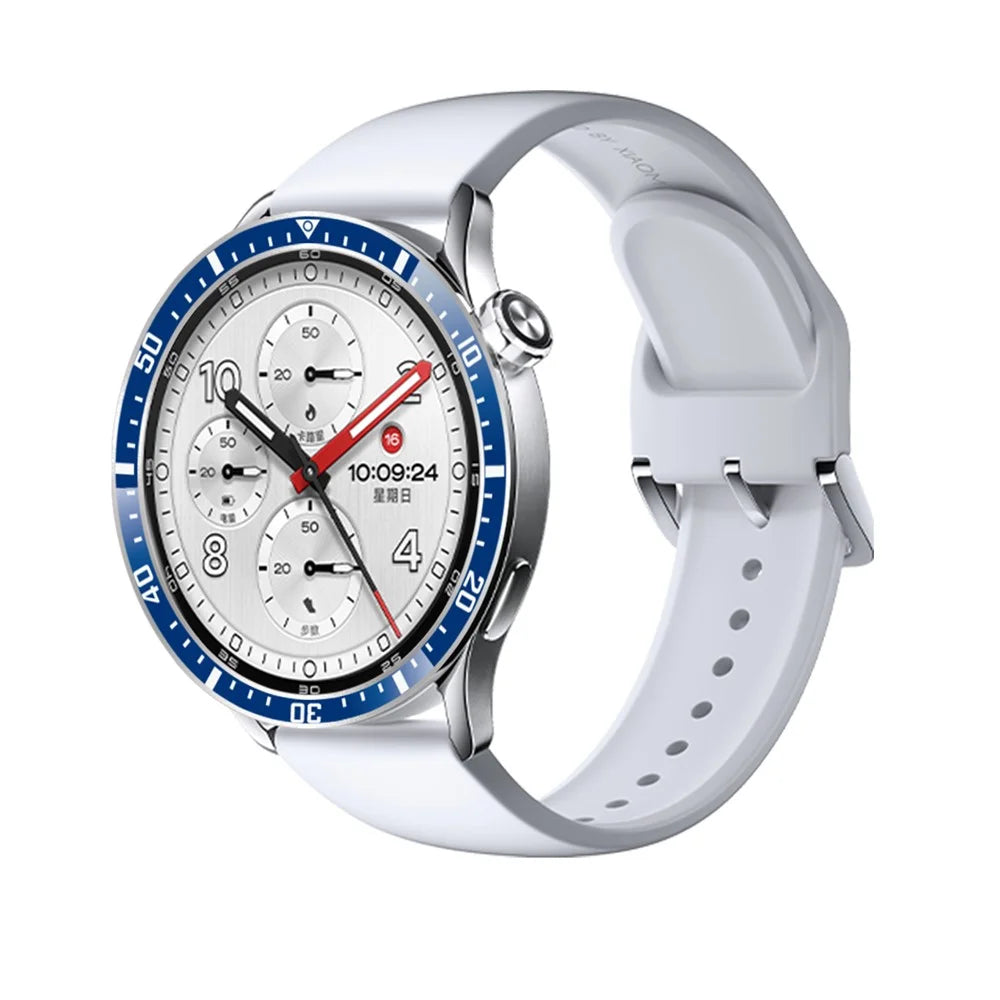Bezel Ring for Xiaomi Watch S5 / S4 / S3 Anti Scratch Aluminum Alloy Adhesive Cover - Blue / White Characters - 5