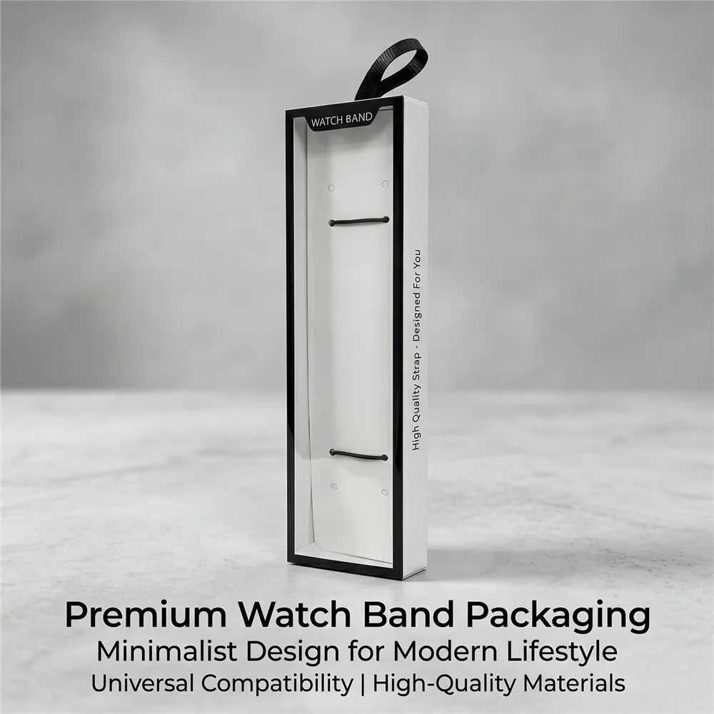 100Pcs Watch Band Packaging Box Pull-out Drawer Style Display Case with Clear Window Hanging Hole - White - 3