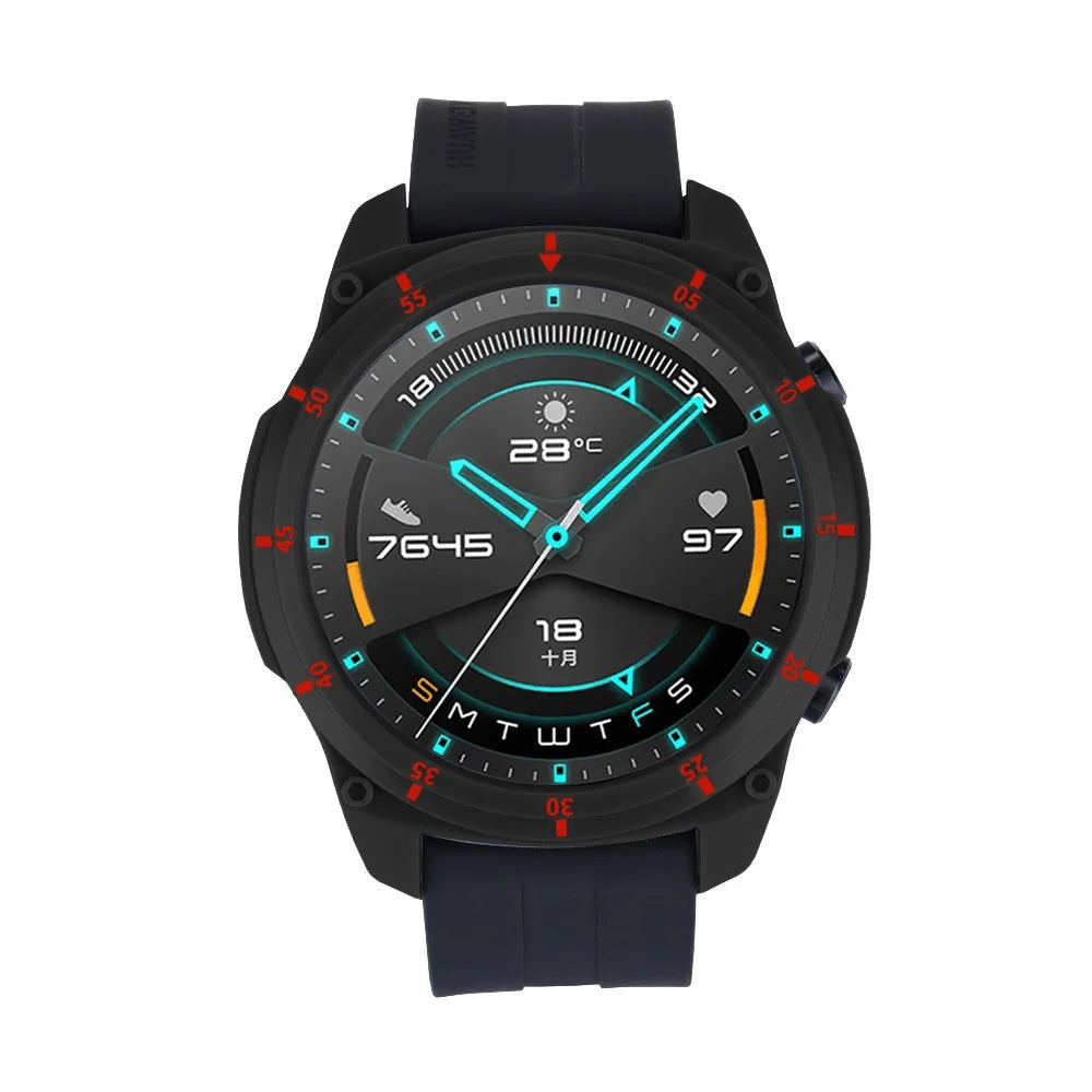 Sports Style Dual Color TPU Protective Watch Case Cover for Huawei Watch GT 2 46mm - Black/Red - 2