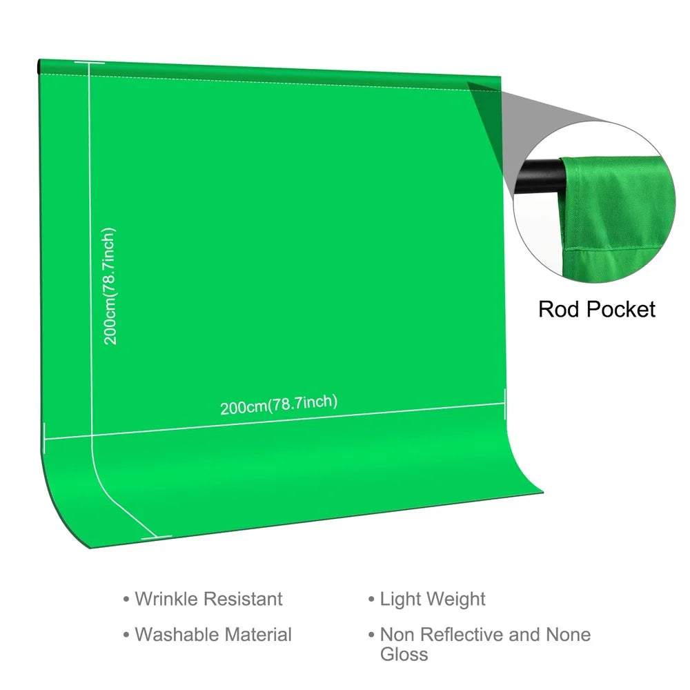 PULUZ PU5207 2x2m for Photo Studio Green Screen Chroma Key Photography Backdrop 120g Thicken Background - Green - 5