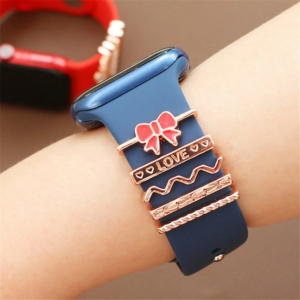 Universal Smart Watch Band Charms Metal Decorative Charms Loops Watch Strap Ornaments with Rhinestone (without Strap) - Style G - 3