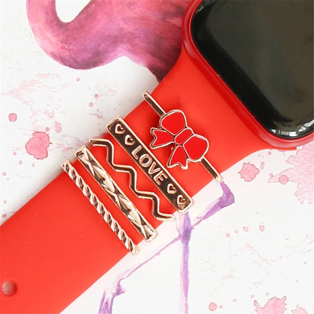 Universal Smart Watch Band Charms Metal Decorative Charms Loops Watch Strap Ornaments with Rhinestone (without Strap) - Style G - 4