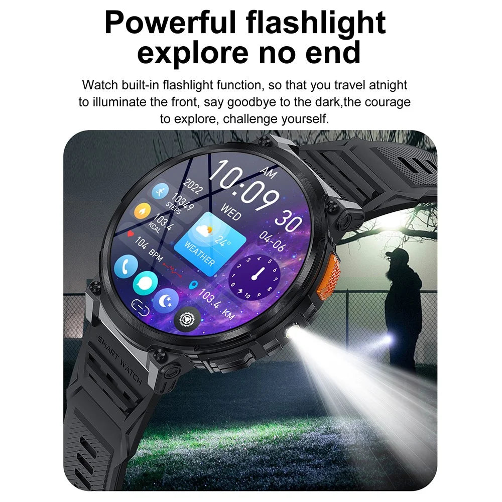 K66 1.85-inch IPS Screen Heart Rate Monitor Bluetooth-compatible Calling Sports Smart Watch with Flashlight - Black - 5