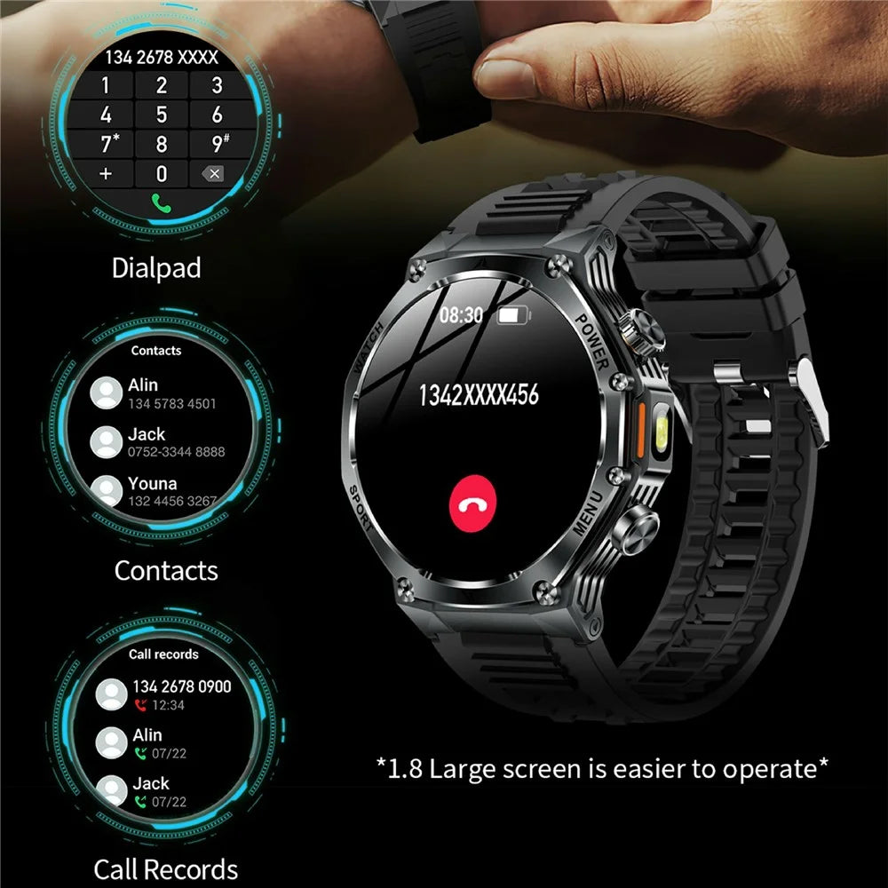 AK82 1.8 Inch Screen Smart Watch Bluetooth-Compatible Calling Heart Rate Monitor Sports Tracker, Silicone Strap - Black - 6