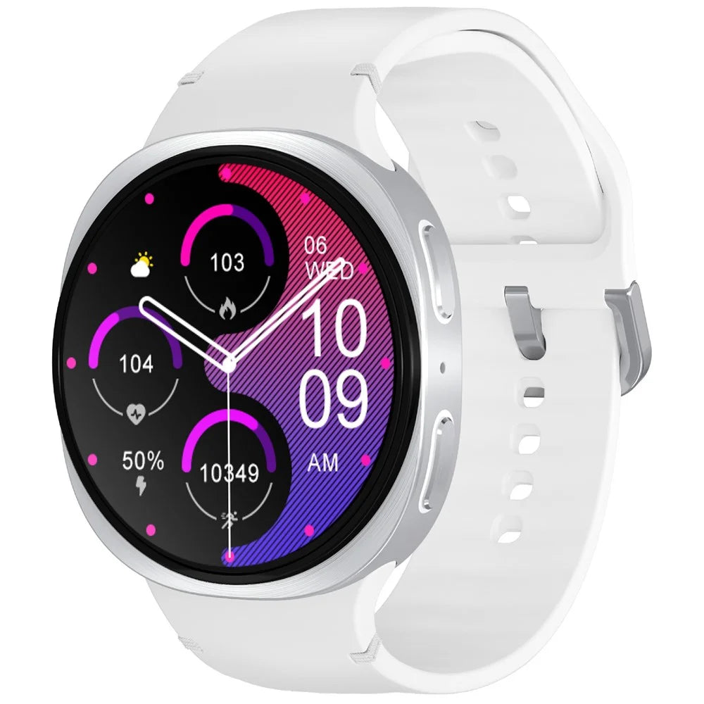 HD8mini Round Screen Smartwatch Bluetooth-Compatible Calling Fitness Tracker Health Monitor Watch - White - 1