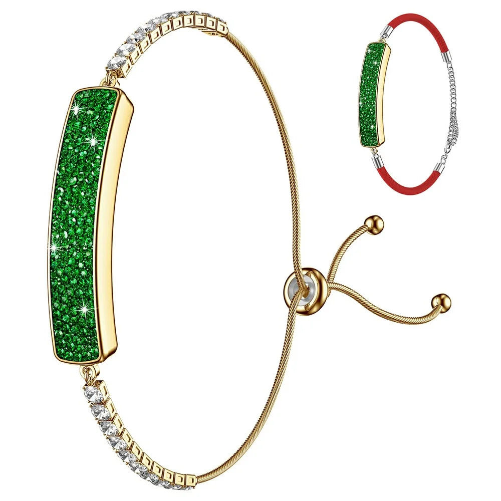 B5 Smart Bracelet for Women Fashion Rhinestone Inlaid Fitness Tracker Health Monitor Wristband, with Red Rope Chain - Green - 1