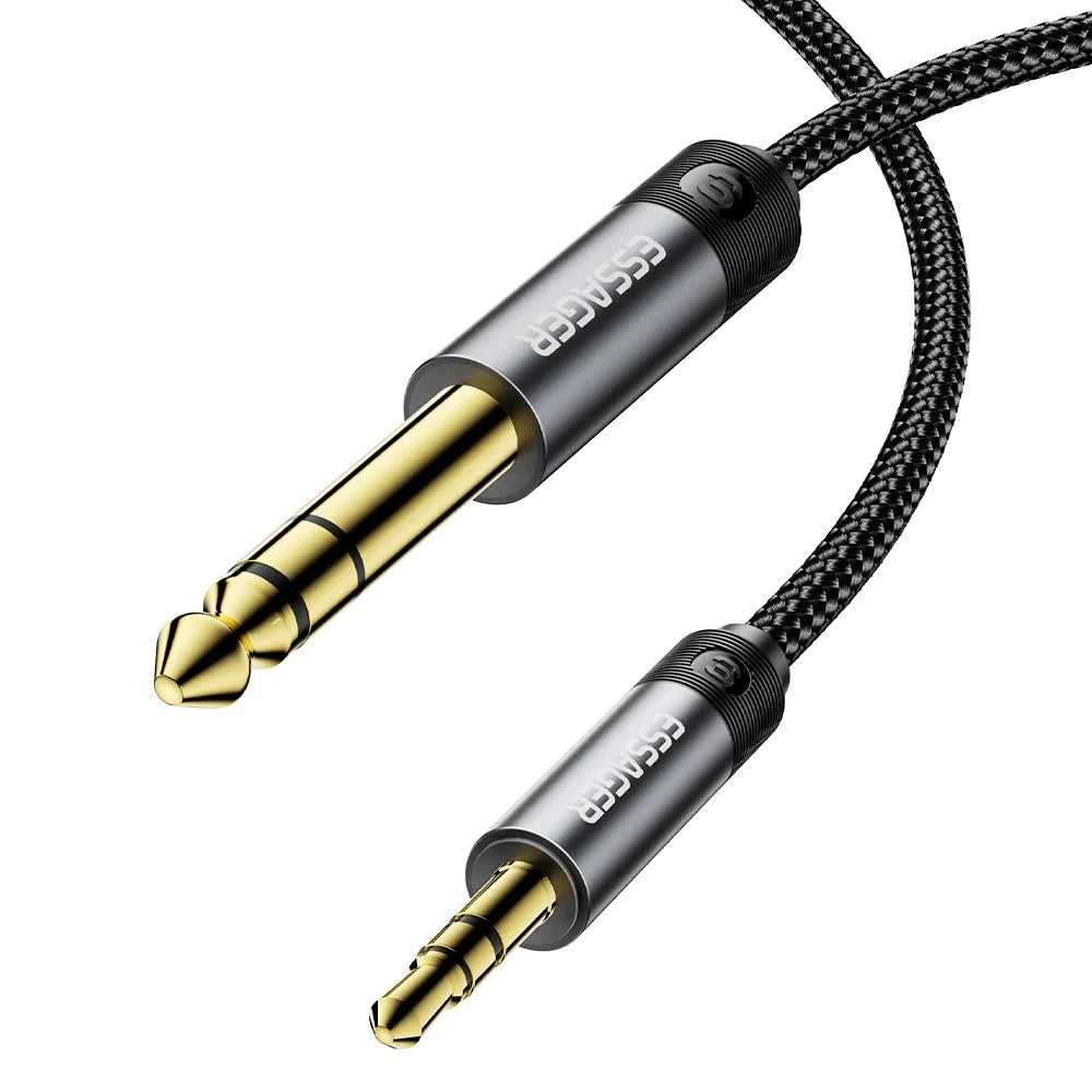 ESSAGER 3.5mm Male to 6.5mm Male Audio Cable 0.5m HD Sound Braided Cable with Gold Plated Connector - Grey - 1