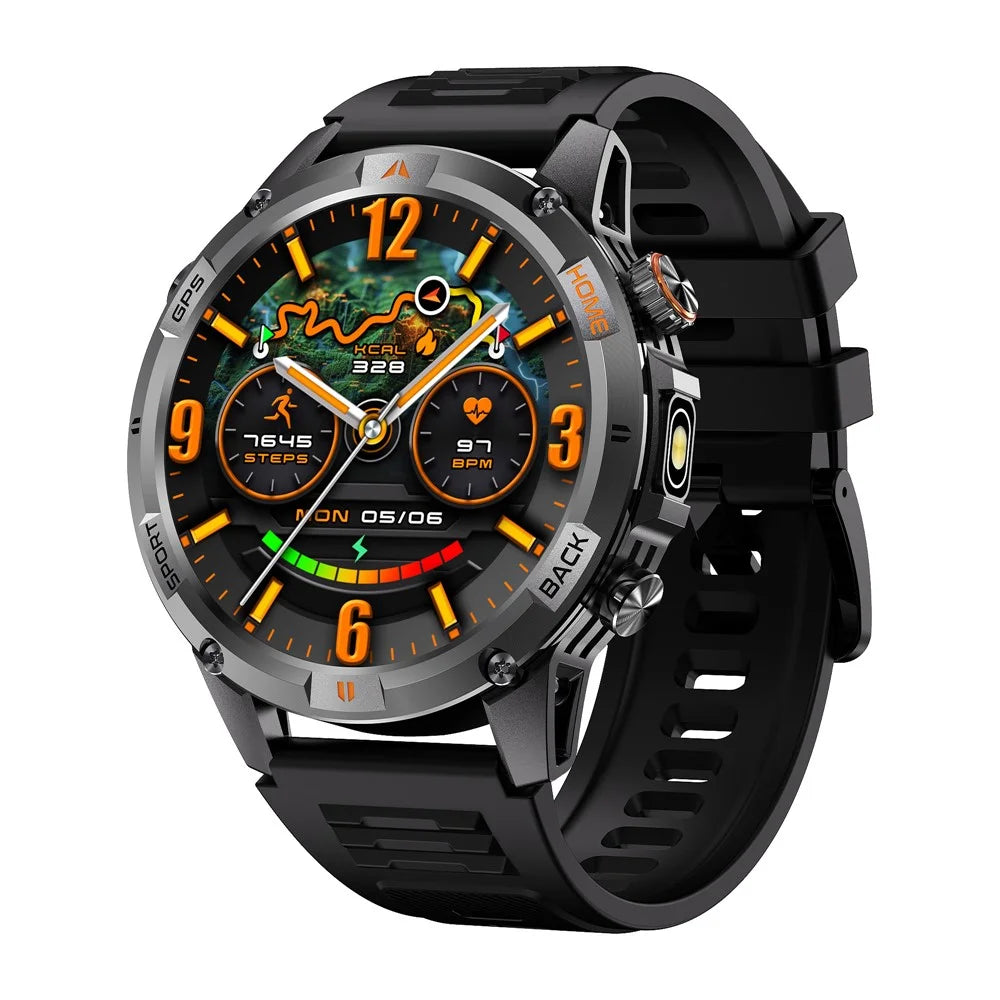 YK15 IP68 Waterproof 1.46 inch HD Screen IP68 Waterproof Smart Watch Bluetooth-Compatible Health Monitoring for Android iOS - Black - 1
