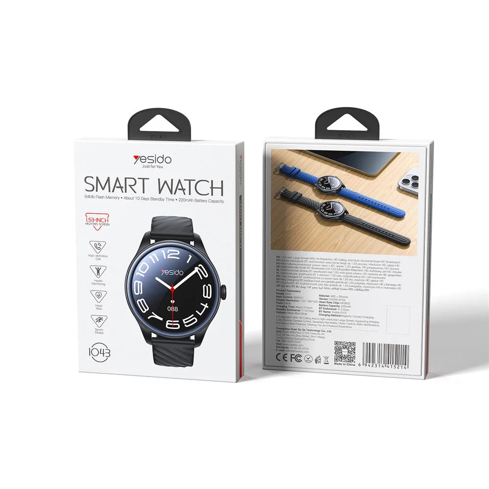 YESIDO IO43 Smart Watch 1.53 Inch HD Display Health Tracker with Heart Rate Monitor / Call Function / Music Control - 7
