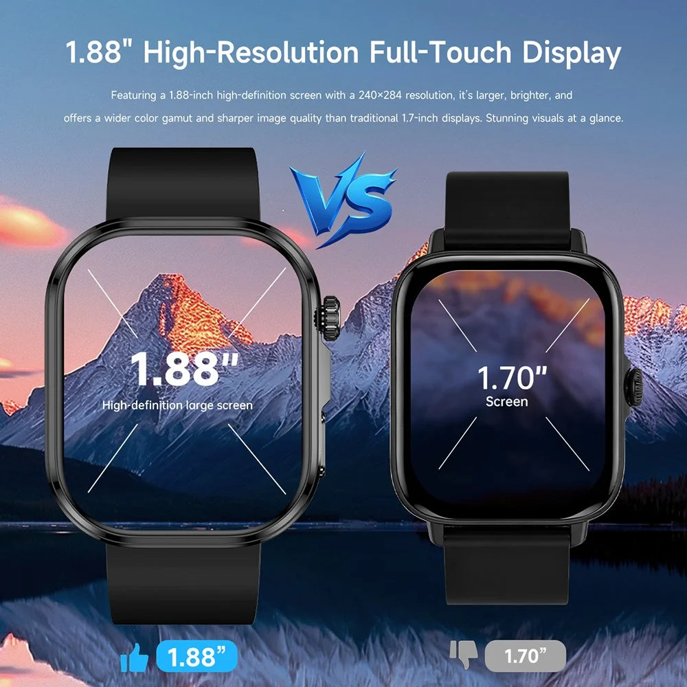 GE52 Smart Watch 1.88 Inch HD Screen ECG Heart Health Monitor Bluetooth-compatible Calling Fitness Tracker - Black Silicone Strap - 4
