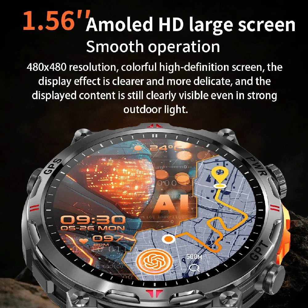 KC93 Smart Watch GPS Positioning ChatGPT Sports Heart Rate Multi-Function Health Monitoring Wearable Watch - Black Strap - 4
