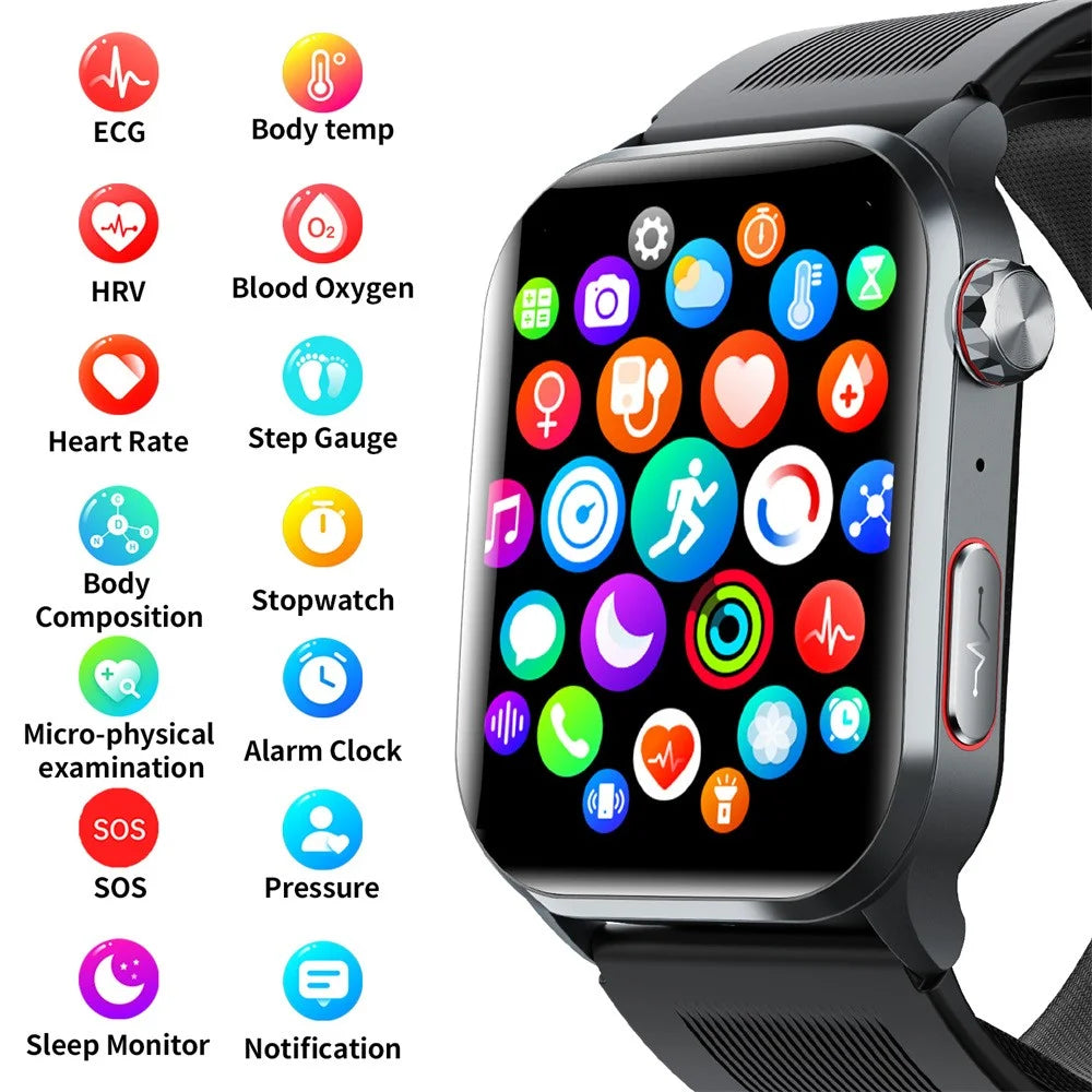 F530 Air Pump Blood Pressure Smart Watch ECG Monitor Watch Heart Rate Sleep Tracker with SOS Fall Alarm Micro Health Check - Black - 4
