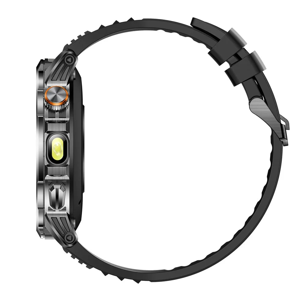 AK95 Multi-Functional Smart Watch Bluetooth-Compatible IP68 Waterproof Sports Watch with Heart Rate Monitor - Black + Silicone Strap - 4