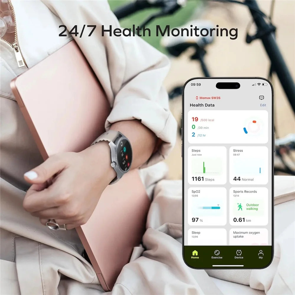 MOMAX 1-Wear Smart Watch IP68 Waterproof Sport Bracelet with Health Monitoring / Activity Tracking / Sleep Analysis / for iOS / Android - Black - 7