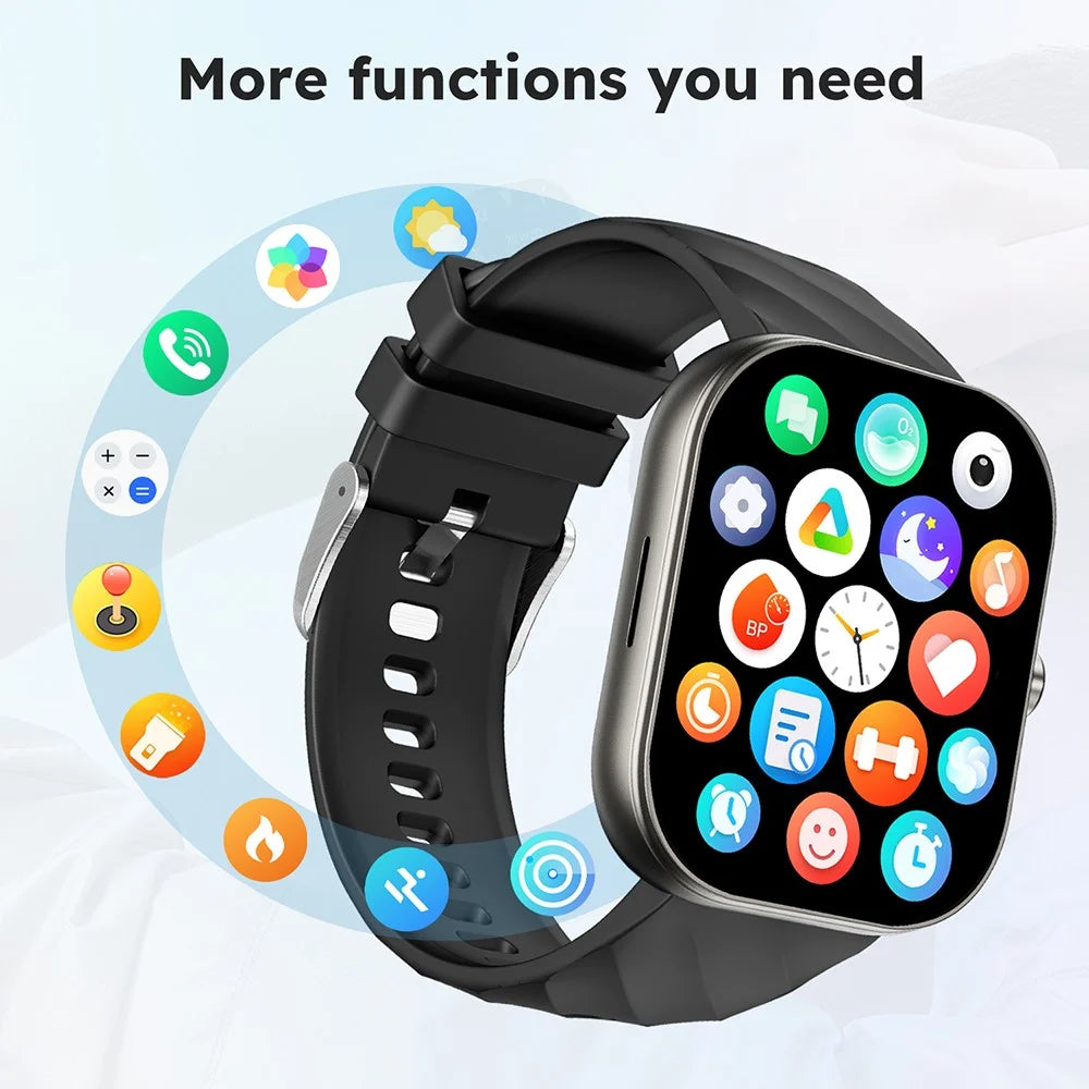 D02 Smart Watch 2.01 Inch Touch Screen Bluetooth-compatible Call Heart Rate SpO2 IP68 Waterproof Sports Monitor Watch - Black - 5