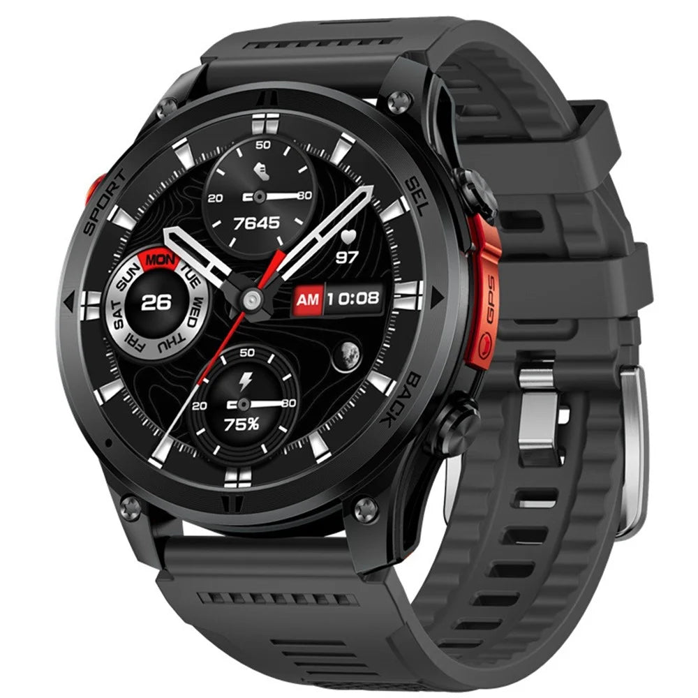 GTH5 1.46 Inch GPS Smart Watch IP68 Waterproof 100+ Sports Modes Bluetooth-compatible Call Wristwatch - Black - 1