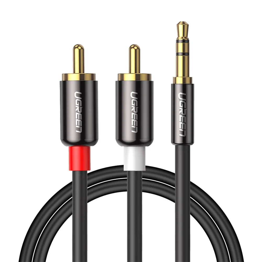UGREEN 2m 3.5mm to 2RCA Audio Auxiliary Adapter Stereo 3.5mm Splitter Cable AUX RCA Y Cord for Smartphone Speaker Tablet - 1