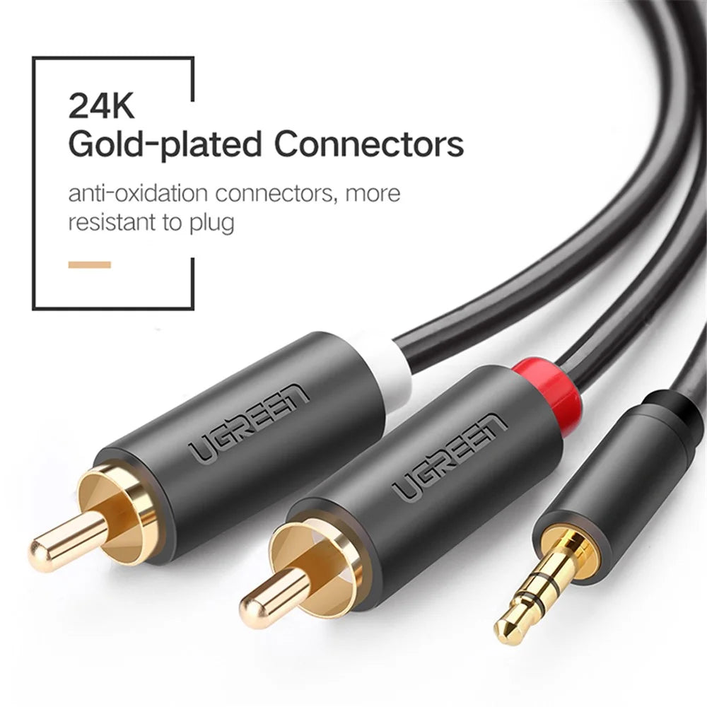 UGREEN 10772 1-Meter 3.5mm Aux to 2RCA Y Splitter Male Audio Cable High Flexible PVC Jacket for Smartphones/Speakers/Tablets/HDTV/MP3 Players - 7