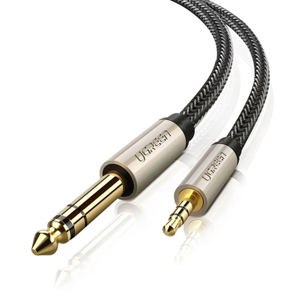 UGREEN 40805 3-Meter 3.5mm TRS to 6.35mm TS Male Straight AUX Cable Audio Adapter for Cellphones/Amplifiers/Home Theater - 1