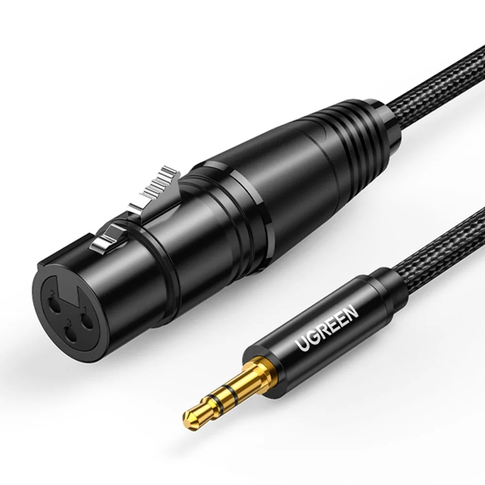UGREEN 2m 3.5mm Male to 3 Pin XLR Female Audio Cable Nylon Braided Cord for Microphone Speakers Sound Consoles Amplifier - 1
