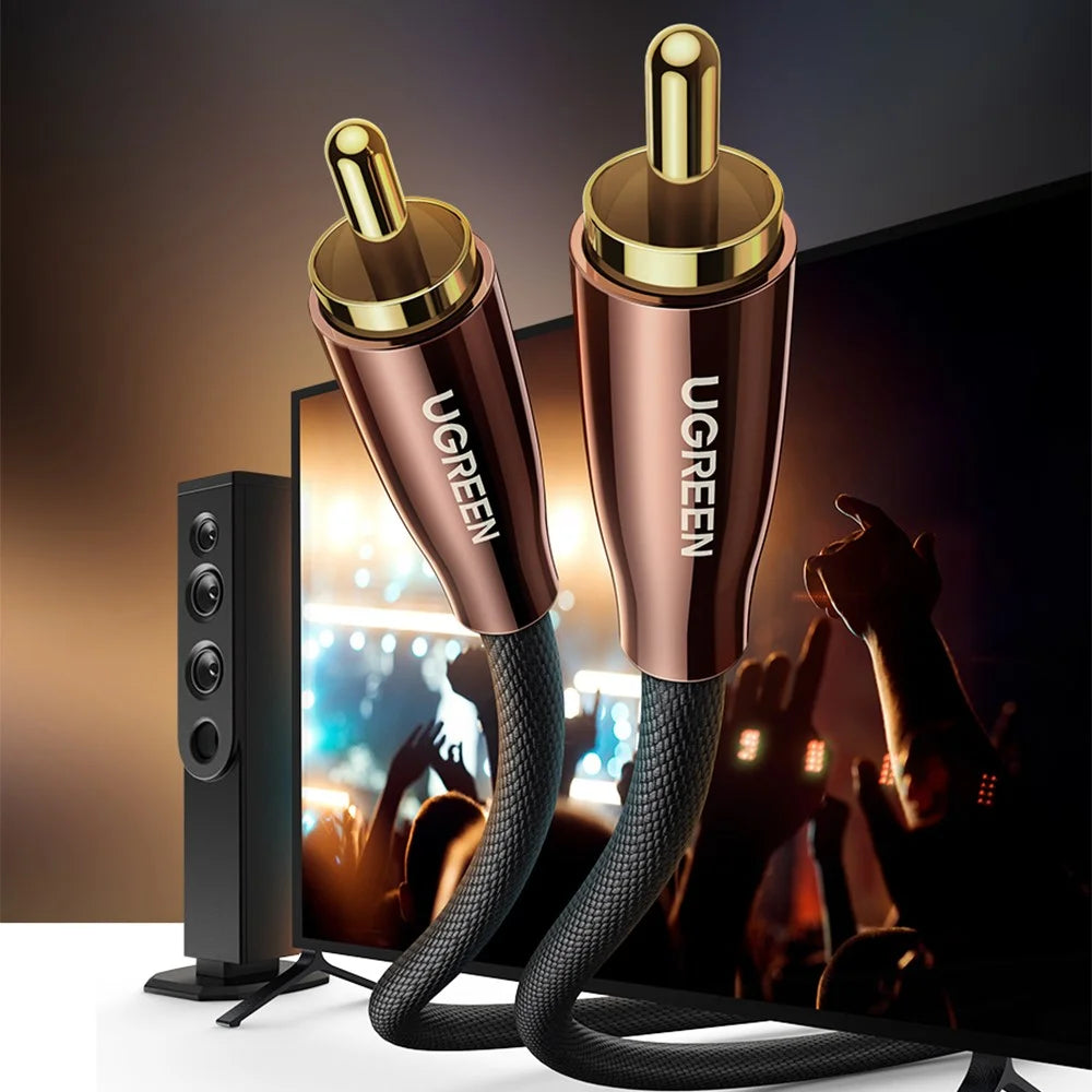 UGREEN 1m Digital Coaxial Audio Cable RCA Male to RCA Male Subwoofer Speaker Cable for DVD/TV/Amplifier - 2