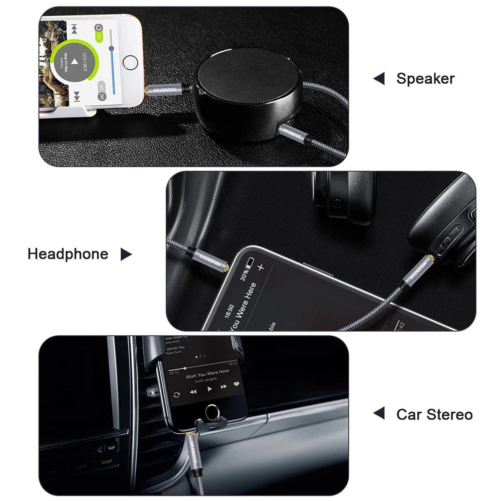 3m 3.5mm Male to Male Braided Audio Cable HiFi Stereo Aux TRRS Extension Cable for Microphone Speaker Headphone - 4