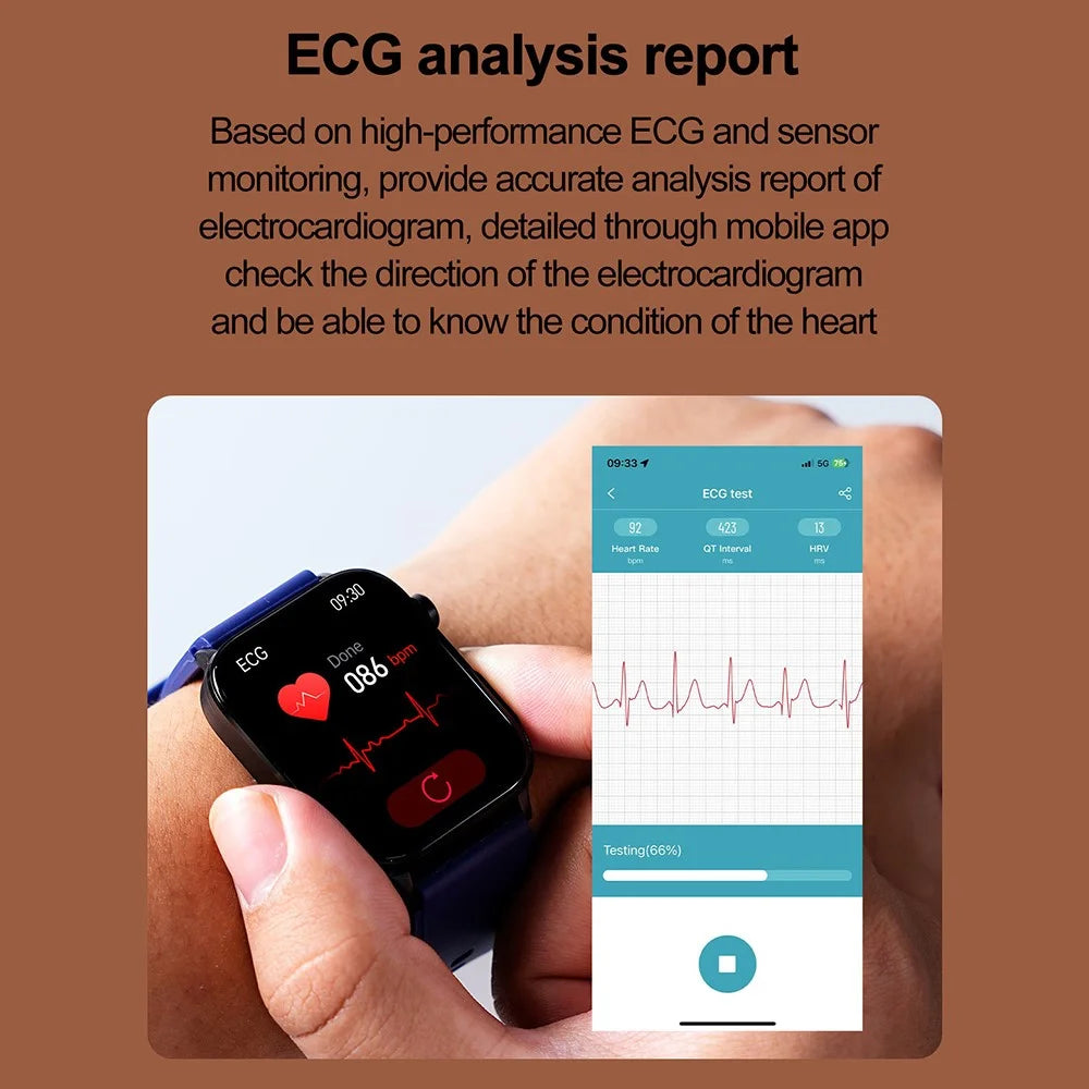 ET570 1.96" Smart Watch Bluetooth-compatible Call Heart Rate Fitness Tracker with Silicone Strap - Black - 6