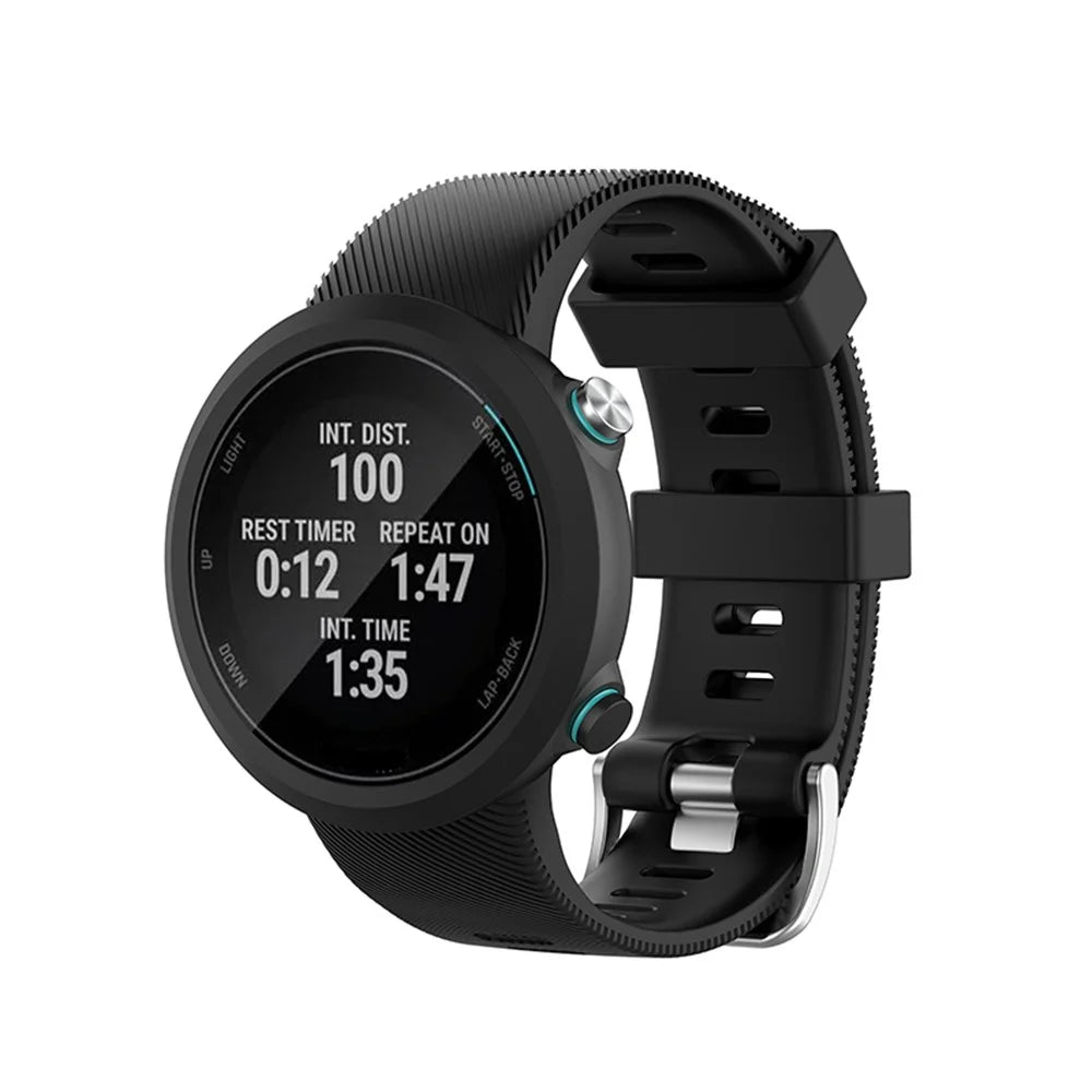 Silicone Watch Strap Replacement for Garmin Swim 2 / Forerunner 45 / 45S - Black - 2
