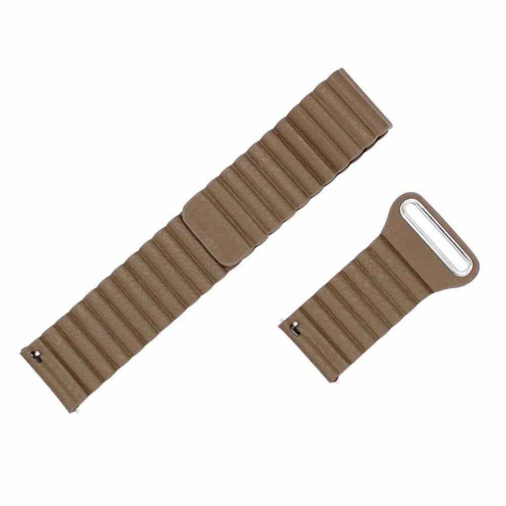 20mm Magnetic Closure Leather+Silicone Smart Watch Strap Replacement for Huawei Watch GT2 42mm - Brown - 4