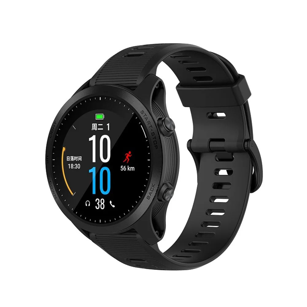 Silicone Wrist Strap Replacement for Garmin Forerunner 945 / Fenix 5 Plus / Approach S60 - Black - 4