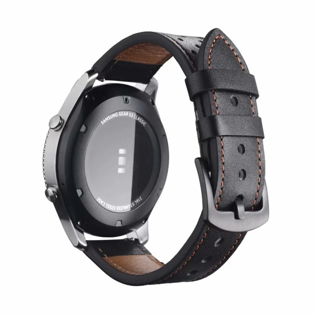 22mm Leather Strap Watch Band for Huawei Watch GT2e/GT2 46mm - Black - 1