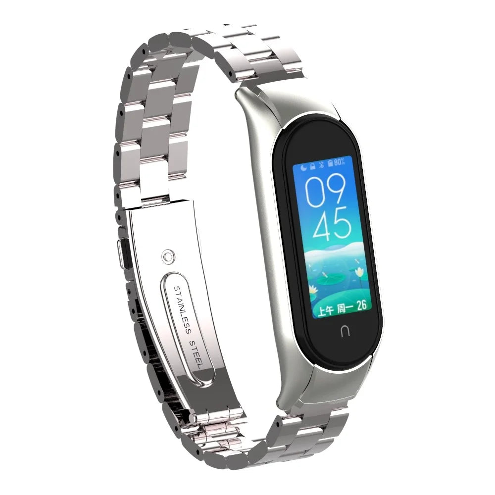 Three Beads Stainless Steel Watch Strap Replacement Band for Xiaomi Mi Band 5 - Silver - 2