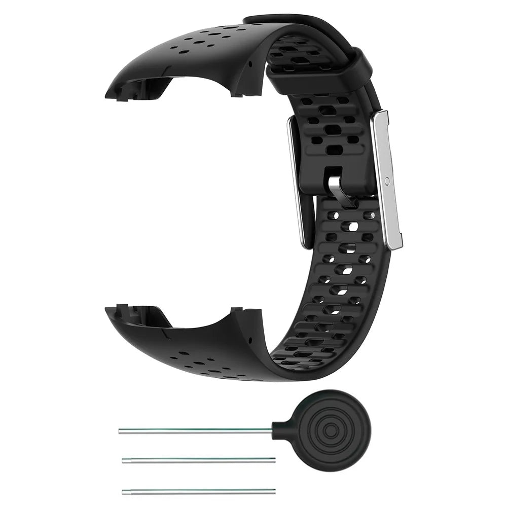 For Polar M400/M430 Breathable Soft Silicone Watch Strap Band Bracelet Replacement - Black - 3