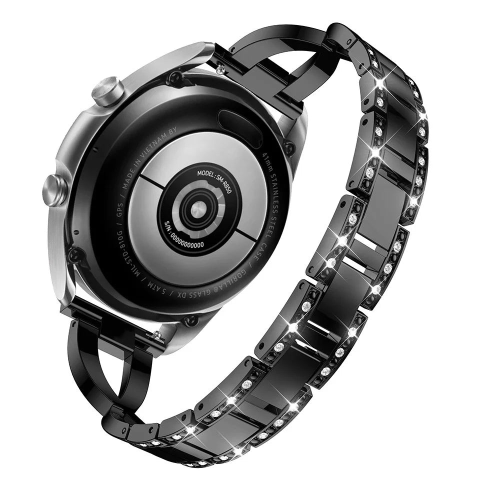 X-Shape Rhinestone Decor Stainless Steel Smart Watch Band for Samsung Galaxy Watch3 41mm - Black - 2