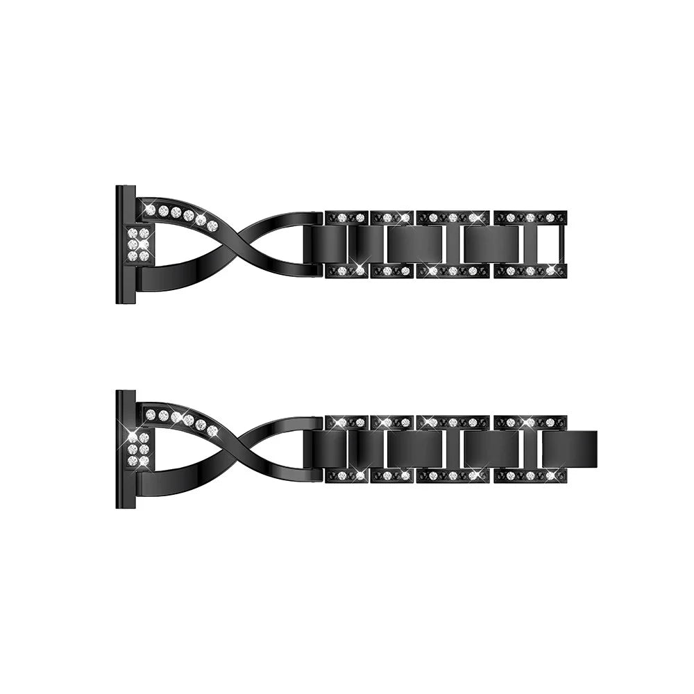X-Shape Rhinestone Decor Stainless Steel Smart Watch Band for Samsung Galaxy Watch3 41mm - Black - 4