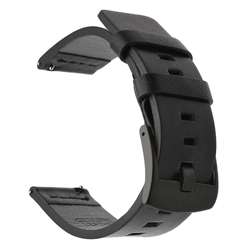 24mm Genuine Leather Watch Replacement Strap for Sony Smartwatch 2 SW2/Suunto Traverse/Seiko SUN059 etc. - Black - 1