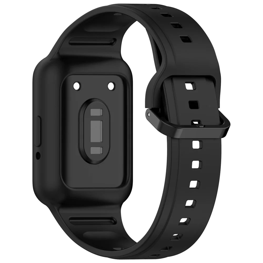 For Samsung Galaxy Fit3 (SM-R390) Watch Strap Integrate Silicone Watch Band with Case - Black - 2