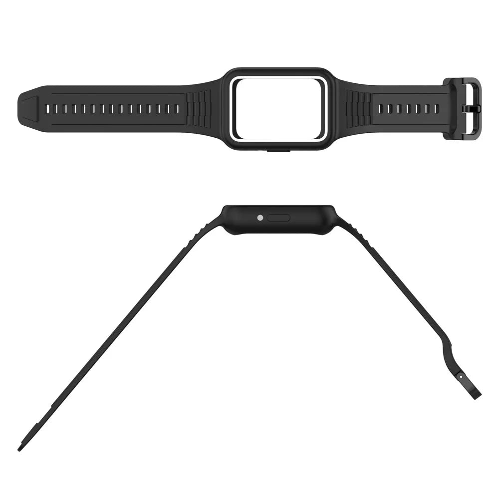 For Huawei Band 7 / Band 8 / Band 8 NFC / Band 9 / Band 9 NFC Integrated Silicone Strap Watch Case Replacement Wrist Band - Black - 5