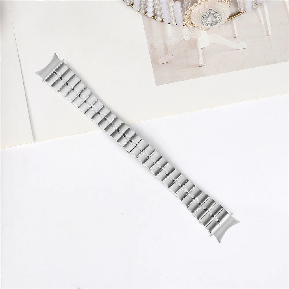 For Samsung Galaxy Watch FE 40mm / Watch4 / Watch 5 Pro Active Stainless Steel Smartwatch Strap Wrist Band - Silver - 3