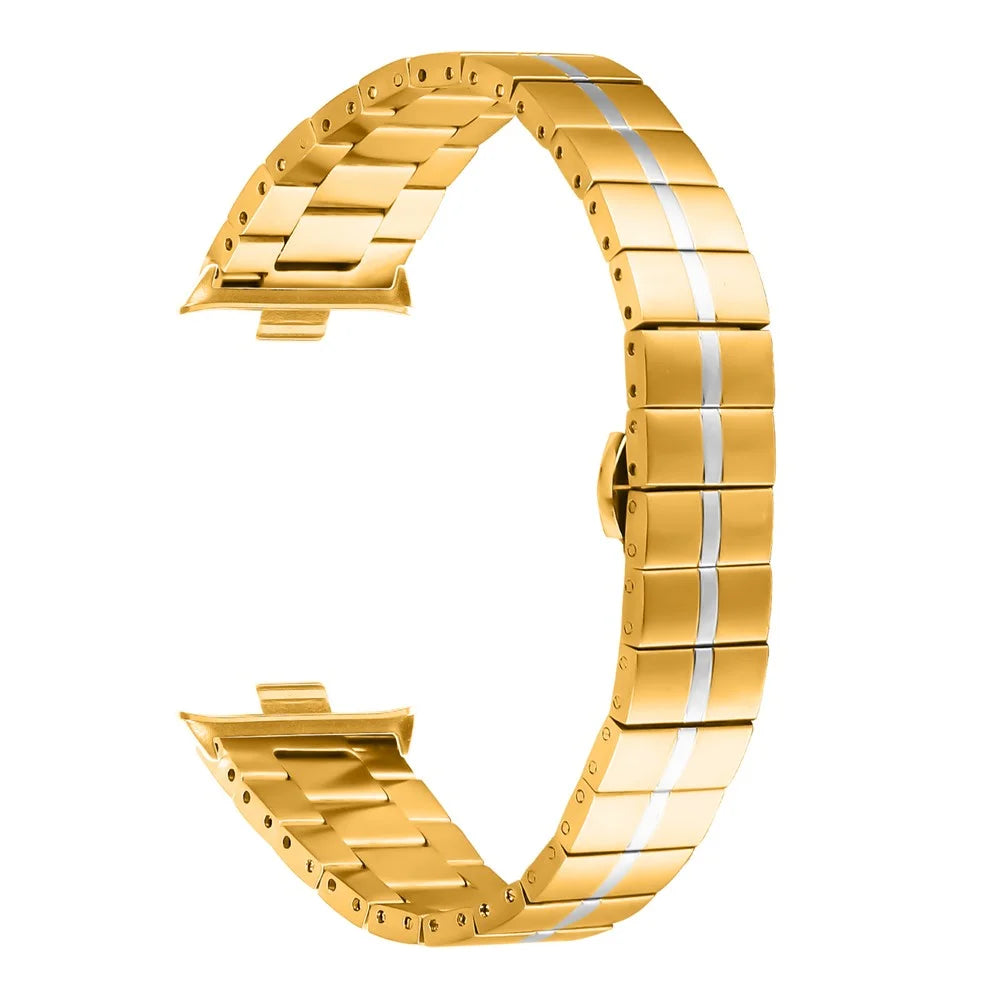 For Xiaomi Smart Band 10 Pro / 9 Pro / 8 Pro / Redmi Watch 6 / 5 / 4 Stainless Steel Watch Strap Replacement Wrist Band - Gold+Silver - 1